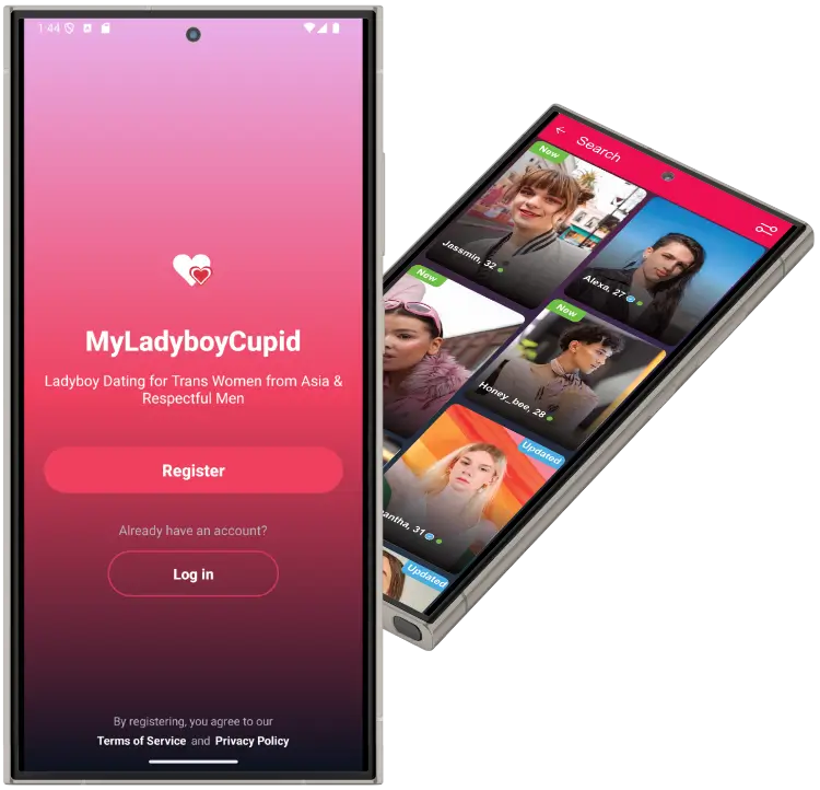 MyLadyboyCupid ladyboy dating app landing and search